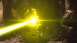 Harvester firing mining laser
