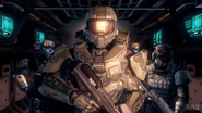 John-117, dahinter 2 Spartan-IV