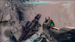 Viewing the Plasma Launcher from a first-person view. Note the lack of the blue outline that accompanies most weapons.