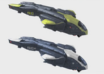 Concept art of different color schemes of NMPD's Pelican dropships.