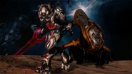Sangheili Outrider y un Banshee Hereje en Nebula