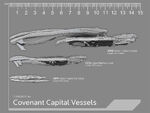 A size comparison between the SDV-class heavy corvette, the CCS-class battlecruiser, and the Varric-pattern heavy cruiser.