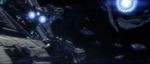 UNSC Infinity and her Strident-class heavy frigates about to engage the Covenant forces over Requiem.