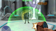 A player taking a hill from another. Note the odd colouring and lack of ammo counter on the MA5D Assault Rifle, and the fact it uses the BR85 Battle Rifle's reticle.