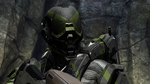 A in-game view of the Locus Helmet used by "Locus" from Red vs Blue.