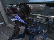 An energy dagger is the primary supplemental close quarters weapon for Sangheili in the field.