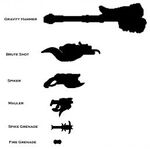 A few examples of Brute weaponry.