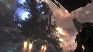 El UNSC Pillar of Autumn retirándose de Reach