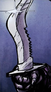 The Combat knife being brandished.