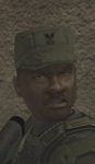 A closeup on Sergeant Johnson's face.