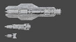 A top-down size comparison between the Epoch-class carrier, the Marathon-class cruiser, and the Paris-class frigate.