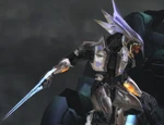A Sangheili High Councilor in combat.