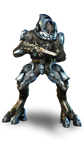 Transparent render of the Sangheili Ranger in Halo 4.