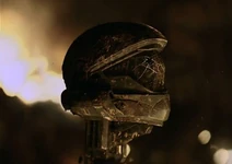 Entierro de un ODST tras una batalla. Nótese el casco y rifle del caído a modo de lápida.