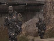 Marines wearing vacuum sealed suits in Halo: Reach