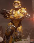 Third person view of a SPARTAN-IV wielding a M6H