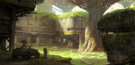 Concept art of the city overgrown