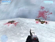 Munición del Lanzacohetes con manchas de sangre a su alrededor