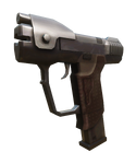 An in-game profile render of the M6D in Halo 5: Guardians.