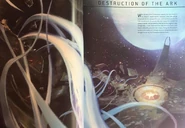 Vista de la destrucción del Arca Mayor en Halo Mythos