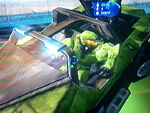 A Spartan driving a Warthog in Halo Wars.