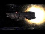 A Marathon-class heavy cruiser in combat