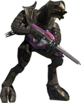 A full-body render of Arbiter Thel 'Vadam with a Covenant Carbine in Halo 3.