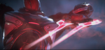 A Sangheili preparing to execute Atriox with a bloodblade.