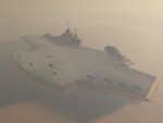 A UNSC aircraft carrier off the New Mombasa Docks