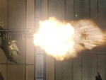 A close-up of the M90 discharging a shell.