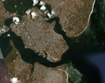 A satellite view of Mombasa during the 21st century.