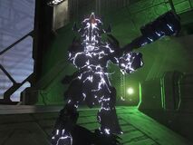 An Jiralhanae Chieftain with an activated Invincibility in Halo 3.