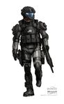 Early concept art of an ODST in his battle armor.