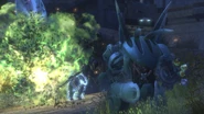 Noble Seis bloqueando la Armadura ante un Hunter
