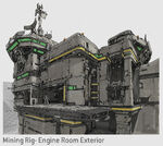 Concept art of the engine room exterior.