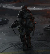 A consummate survivalist, the fugitive Simon rarely ventured into the field without an arsenal weapons and equipment stowed in his assault bag and in pouches strapped across his combat webbing.