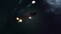 A CRS-class frigate in combat.