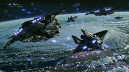 A Fleet executing orbital bombardment