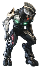 Argo in scavenged-together armor on the frontier.