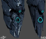 Близкий вид на носовую часть судна в 3D-модели.