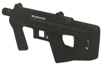 Концепт-арт пистолета-пулемёта времён Halo 2, угловой вид с тыла.