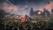 Изгнанники выступают против экипажа "Духа Огня" на обложке Halo Wars 2.