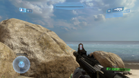 Вид от первого лица на M7Б в мультиплеере Halo 2 Anniversary.