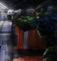 Джон-117 на борту "Столпа Осени" в Halo: Combat Evolved Anniversary.