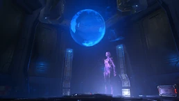 Фрагмент воспоминания, в котором Кортана смотрит на Землю.