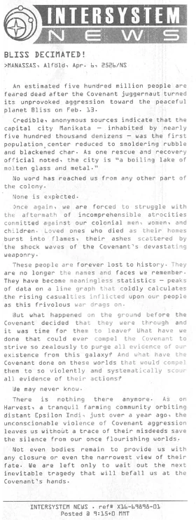 Статья, посвященная разрушению Блисса.