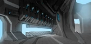 Концепт-арт коридора с батареями.