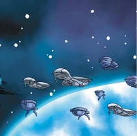 Корабли сангхейли и джиралханаев на орбите Эйлена IV.