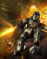 Одно из рекламных изображений Halo 2 с Джоном-117, вооружённым БВ55.