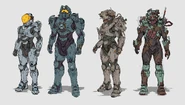 H5-ConceptArt-BlueTeam1.jpg (411 КБ) Три из четырёх финальных членов Синей команды для Halo 5. Спартанец справа (или вариант брони) неизвестен.